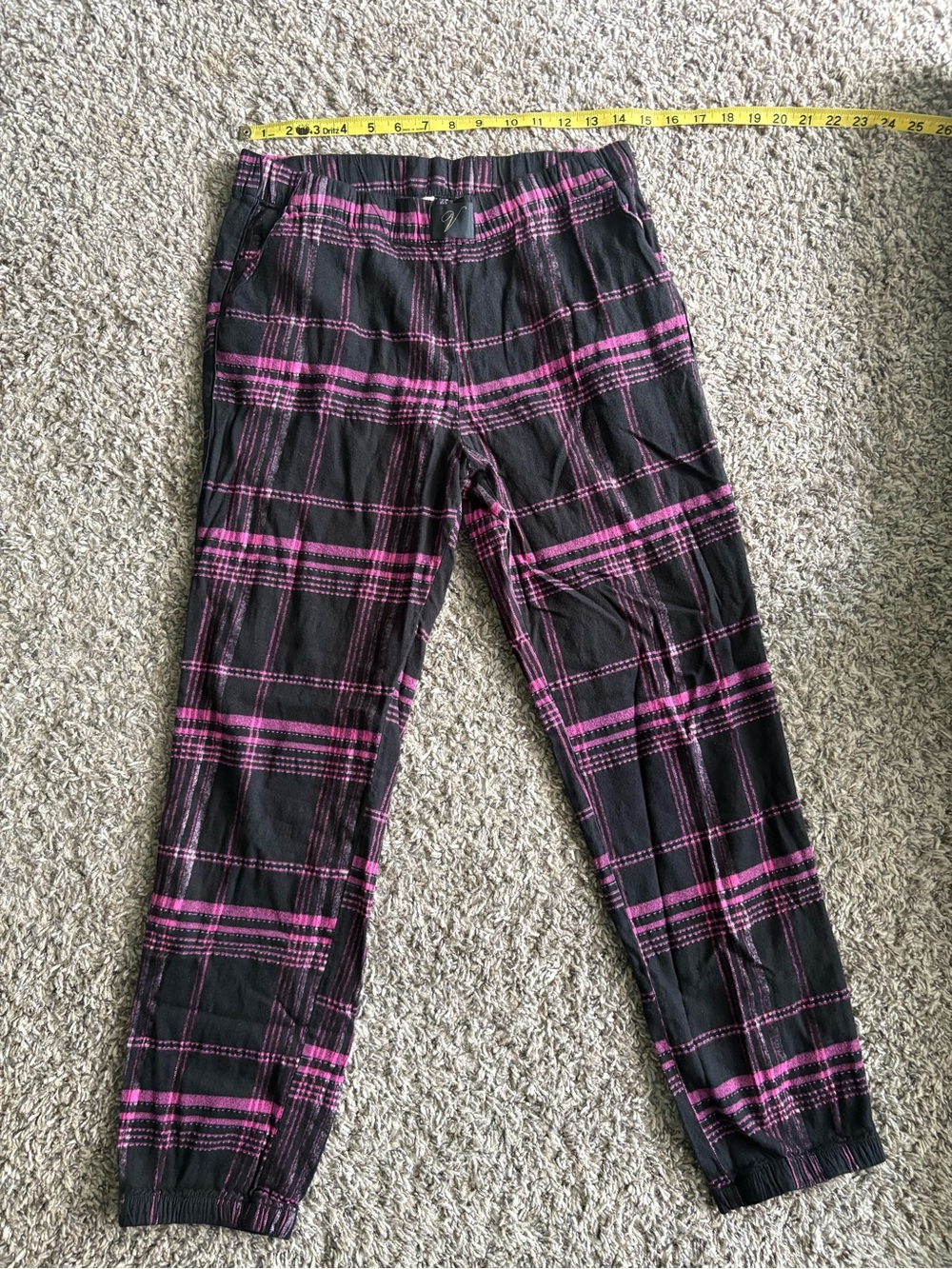 Victoria's Secret Black & Pink Shimmer Plaid Jogger Pajama Pants Size M